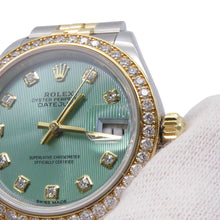 将图像加载到图库查看器中，ROLEX Lady-Datejust Diamond Bezel W28mm Stainless Steel K18YG Mint Green Tapestry Dial279383RBR
