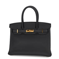HERMES Birkin Black Taurillon Clemence Size 30