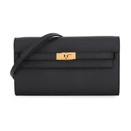 HERMES Kelly wallet long to go Black Epsom