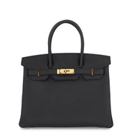 HERMES Birkin Black Togo Leather Size 30