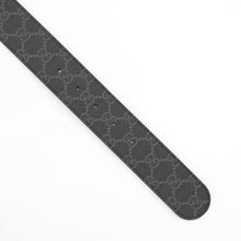 Load image into Gallery viewer, GUCCI Interlocking G Belt Size 100/40 Black/Gray411924 KGDHX 8449 GG Supreme Leather
