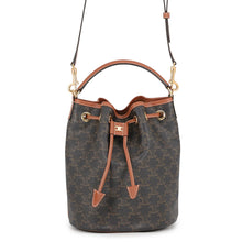 Load image into Gallery viewer, CELINE Clara 2-Way Bucket Bag Triomphe Tan116882FQM.04LU PVC Calf Leather Size Medium

