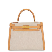 Load image into Gallery viewer, HERMES Kelly Sellier Natural Toile H Box Calf Leather Size 28
