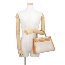 Load image into Gallery viewer, HERMES Kelly Sellier Natural Toile H Box Calf Leather Size 28
