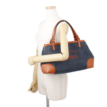 Load image into Gallery viewer, GUCCI Kraft Tote Navy/Brown348715 Canvas Leather
