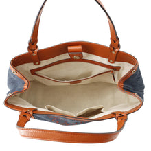 Load image into Gallery viewer, GUCCI Kraft Tote Navy/Brown348715 Canvas Leather
