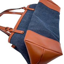 Load image into Gallery viewer, GUCCI Kraft Tote Navy/Brown348715 Canvas Leather
