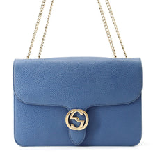 Load image into Gallery viewer, GUCCI Interlocking G Chain Shoulder Blue510303 Leather
