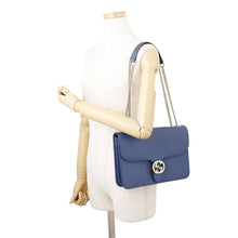 Load image into Gallery viewer, GUCCI Interlocking G Chain Shoulder Blue510303 Leather
