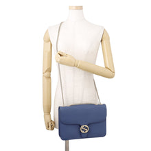 Load image into Gallery viewer, GUCCI Interlocking G Chain Shoulder Blue510303 Leather
