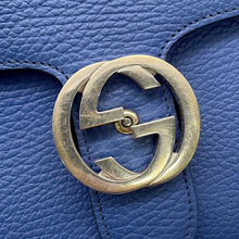 Load image into Gallery viewer, GUCCI Interlocking G Chain Shoulder Blue510303 Leather
