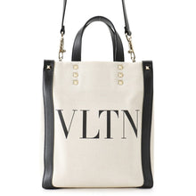 将图像加载到图库查看器中，Valentino Garavani VLTN logo 2WAYBag Beige/Black Canvas Leather
