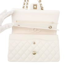 将图像加载到图库查看器中，CHANEL Matelasse 25 Double Flap Chain Shoulder WhiteA01112 Caviar Leather

