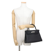 将图像加载到图库查看器中，HERMES Kelly Retourne Black Togo Leather Size 28
