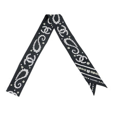 Load image into Gallery viewer, CHANEL Slim Bandeau Scarf Black/White/Yellow Silk100%
