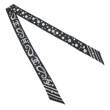 Load image into Gallery viewer, CHANEL Slim Bandeau Scarf Black/White/Yellow Silk100%
