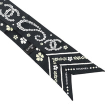 Load image into Gallery viewer, CHANEL Slim Bandeau Scarf Black/White/Yellow Silk100%
