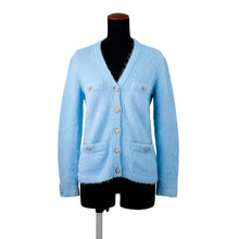 将图像加载到图库查看器中，CHANEL Snowflake Button Cardigan Size 34 Light BlueP62195 Cashmere63% Alpaca25% Polyamide12%
