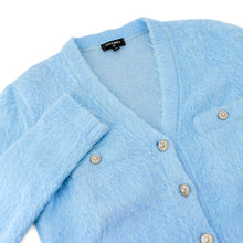 将图像加载到图库查看器中，CHANEL Snowflake Button Cardigan Size 34 Light BlueP62195 Cashmere63% Alpaca25% Polyamide12%
