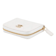 Load image into Gallery viewer, CHANEL Rhinestone Classic Zip Coin Purse WhiteAP0216 Caviar Leather
