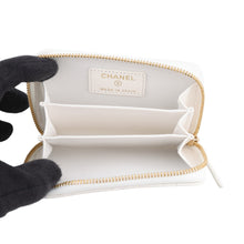 Load image into Gallery viewer, CHANEL Rhinestone Classic Zip Coin Purse WhiteAP0216 Caviar Leather
