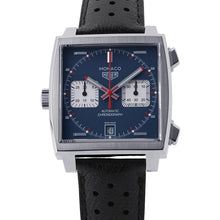 将图像加载到图库查看器中，TAG HEUER Monaco Chronograph Calibre W39mm Stainless Steel Leather Blue DialCAW211P.FC6356
