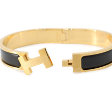 Load image into Gallery viewer, HERMES ClicHH Bangle Size PM Black Enamel Gold Plated
