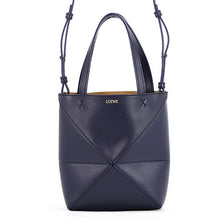 Load image into Gallery viewer, LOEWE Puzzle Fold Tote Abyss BlueA657V25X01 Shiny Calf Leather Size Mini
