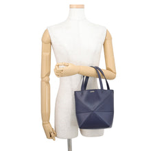 Load image into Gallery viewer, LOEWE Puzzle Fold Tote Abyss BlueA657V25X01 Shiny Calf Leather Size Mini
