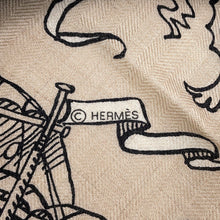 Load image into Gallery viewer, HERMES Giant Square Sailor Tattoo Bandana Size 140 Natural/Rouge/Black Cashmere70% Silk30%
