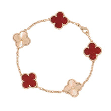 将图像加载到图库查看器中，Van Cleef &amp; Arpels Vintage Alhambra 5 Motif BraceletVCARP7RP00 18K Pink Gold
