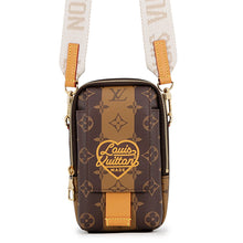 Load image into Gallery viewer, LOUIS VUITTON Striped Double Phone Pouch LV MADE NIGO RS BrownM81005 Monogram stripe
