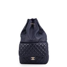 Load image into Gallery viewer, CHANEL Matelasse Drawstring Backpack NavyA94417 Lambskin
