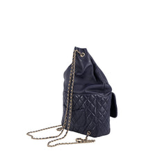 Load image into Gallery viewer, CHANEL Matelasse Drawstring Backpack NavyA94417 Lambskin

