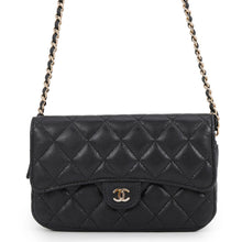 Load image into Gallery viewer, CHANEL Matelasse Flap ChainShoulder Phone Pouch BlackAP2096 Caviar Leather

