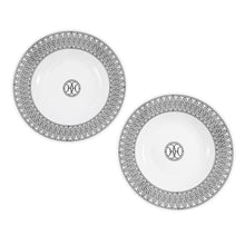 将图像加载到图库查看器中，HERMES H Deco Soup Plates (Set of 2) White/BlackP037013P Porcelain Size 8.7"
