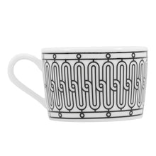 将图像加载到图库查看器中，HERMES Teacup &amp; Saucer H Deco Pair Set White/BlackP037016P Porcelain Size 7.8 cm
