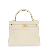 HERMES Kelly Retourne Craie Taurillon Clemence Size 28