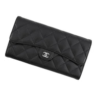 CHANEL Matelasse Classic Long Flap Wallet BlackAP0241 Caviar Leather