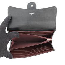 将图像加载到图库查看器中，CHANEL Matelasse Classic Long Flap Wallet BlackAP0241 Caviar Leather
