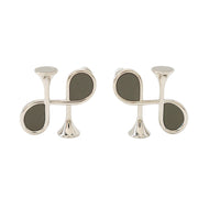 HERMES Col H Earrings Gray Swift Leather Metal