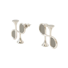 将图像加载到图库查看器中，HERMES Col H Earrings Gray Swift Leather Metal
