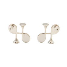 将图像加载到图库查看器中，HERMES Col H Earrings Gray Swift Leather Metal
