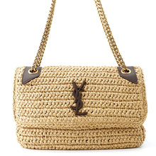 将图像加载到图库查看器中，SAINT LAURENT PARIS Niki ChainShoulder Bag Brown620329 Raffia Leather
