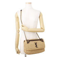 将图像加载到图库查看器中，SAINT LAURENT PARIS Niki ChainShoulder Bag Brown620329 Raffia Leather
