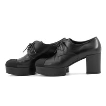 Load image into Gallery viewer, CHANEL Lace-up shoes BlackG45262 Shiny Goatskin Leather Grosgrain Size 37C

