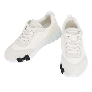 HERMES Bounce Sneakers White Mesh・Graphic Chevre Velour Size 36.5