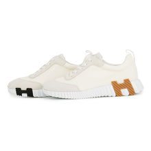 将图像加载到图库查看器中，HERMES Bounce Sneakers White Mesh・Graphic Chevre Velour Size 36.5
