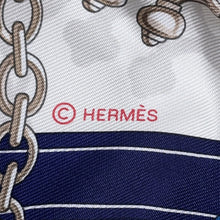 将图像加载到图库查看器中，HERMES Carre Legendary Harness Size 90 White/Blue Jean/Bois de Rose Silk100%

