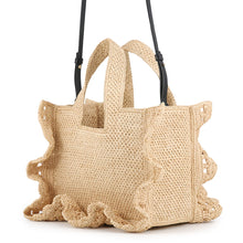 将图像加载到图库查看器中，LOEWE Font 2WAY Tote Bag Beige/BlackALF1B59X25 Raffia Leather Size Small
